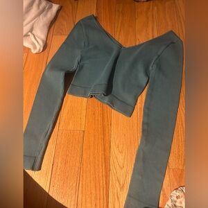 Amazon Teal Long Sleeve Crop Top